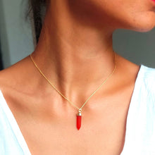 Load image into Gallery viewer, Energy silver 925 gold plated/carnelian necklace
