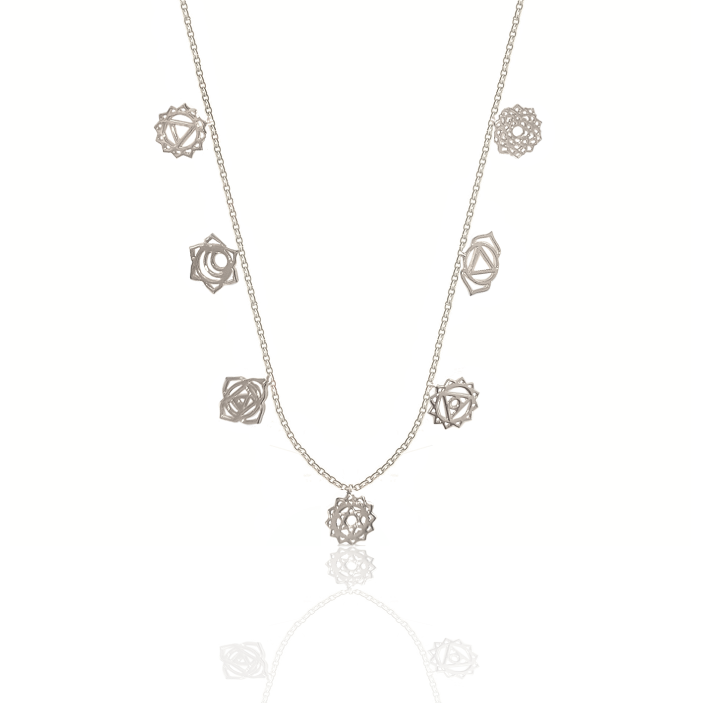 Seven chakra stone lariat necklace - silver and gold – Renee Piatt